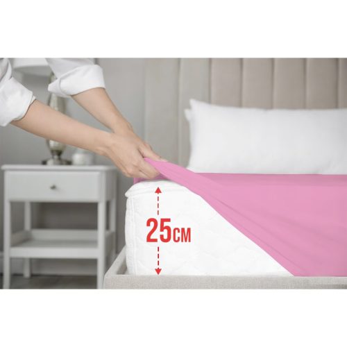 Illesztett lepedő vastag Pamut 140*200CM+25CM világos rózsaszín gumis lepedő
