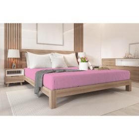   Illesztett lepedő vastag Pamut 180*200CM+25CM világos rózsaszín gumis lepedő