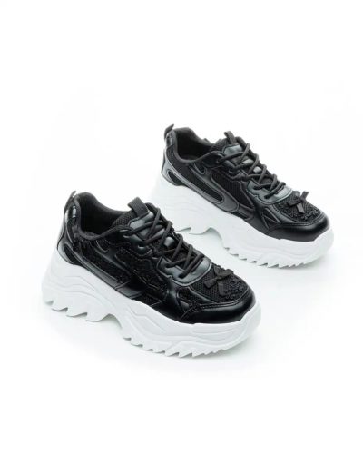 Yesmile Fekete Textil 6CM Női Sportcipő