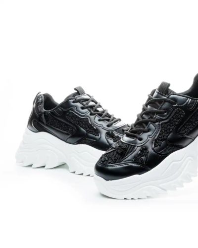 Yesmile Fekete Textil 6CM Női Sportcipő