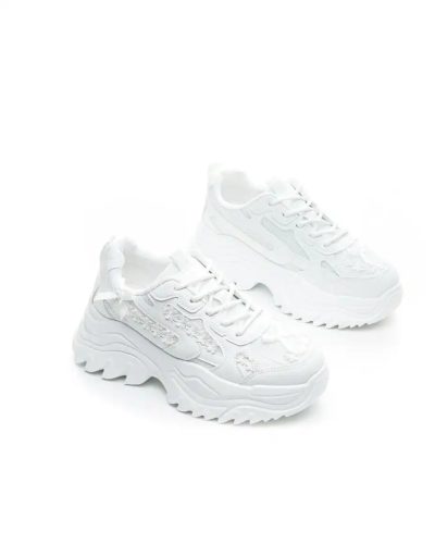Yesmile Fehér Textil 6CM Női Sportcipő