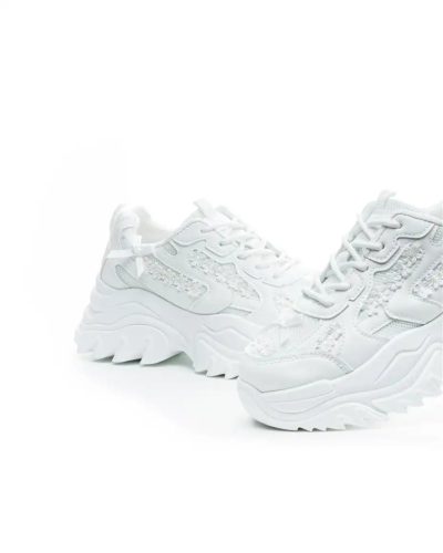 Yesmile Fehér Textil 6CM Női Sportcipő