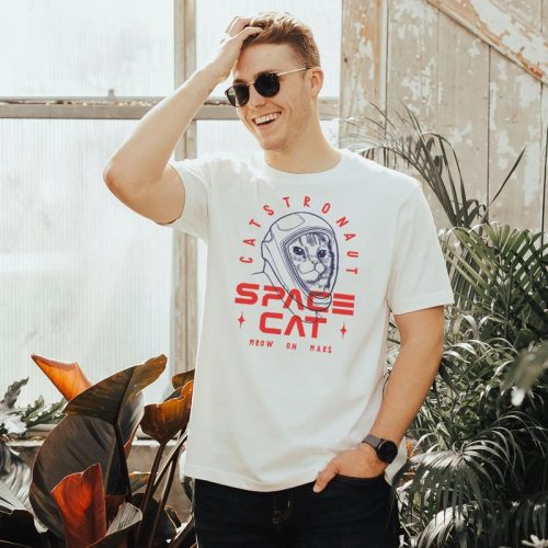 Space cat | grafikás férfi pamutpóló